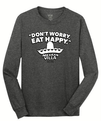 Long Sleeve- Don't Worry Eat Happy-Gray