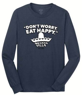 Long Sleeve- Don't Worry Eat Happy-Navy