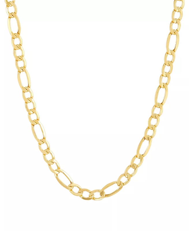 6mm Solid Figaro Chain 14K Yellow Gold 22"