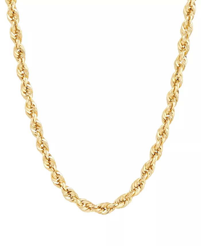 4mm Solid Diamond Cut Rope Chain 14K Yellow Gold 22"