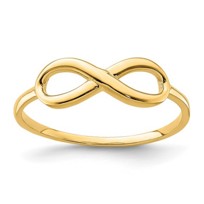 14K Yellow Gold High Polished Sideways Infinity Ring