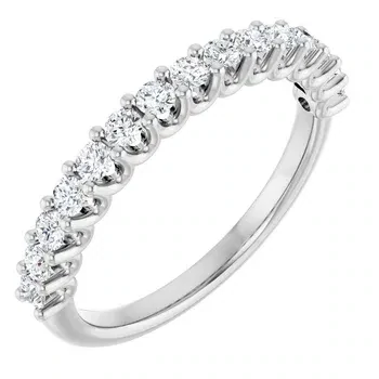 1/2ctw Round Natural Diamond U-Prong Set Stack Ring Band 14K White Gold
