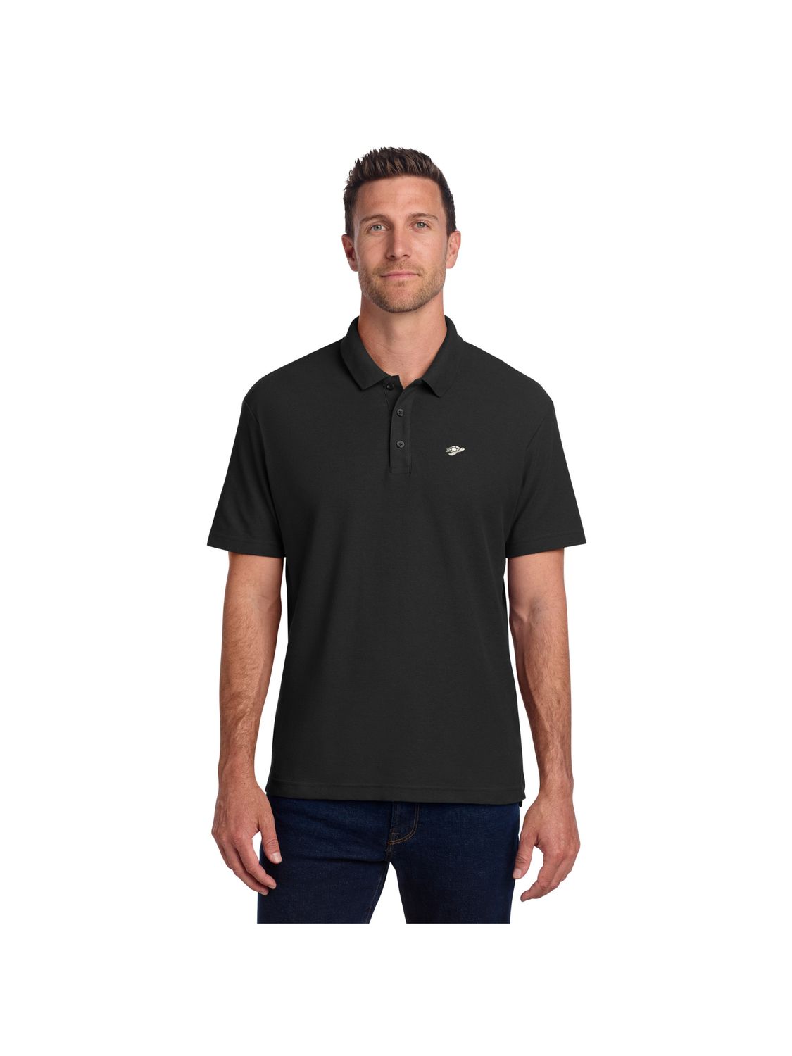 Men's Cotton Blend Pique Polo - Black Men's Cotton Blend Pique Polo - Black