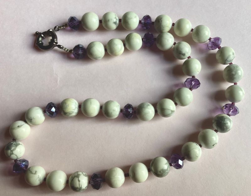 Howlite and purple crystal necklace