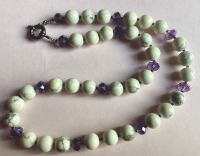 Howlite and purple crystal necklace