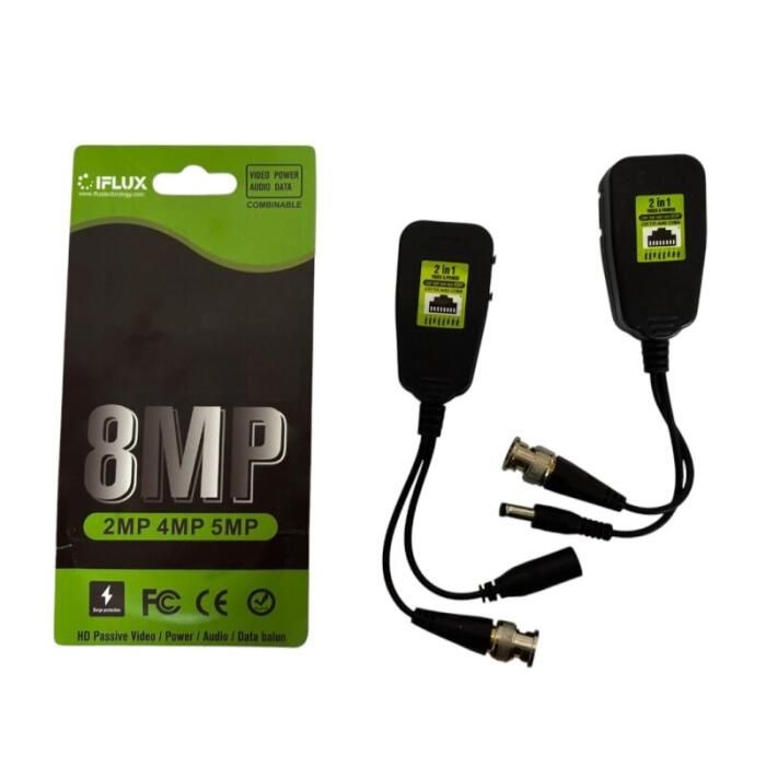 Pareja de Video baluns 8MP (RJ45) / Soporta HD-TVI / CVI / CVBS / AHD. Iflux