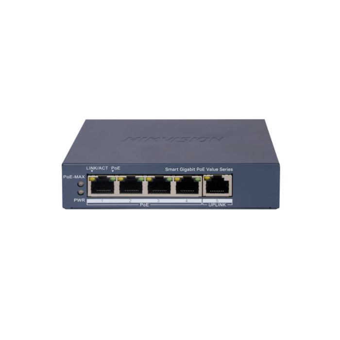 Switch Gigabit PoE+ / Administrable / 4 Puertos 10/100/1000 Mbps PoE+ / 1 Puerto 10/100/1000 Mbps Uplink / Configuración Nube Hik-PartnerPro / Modo