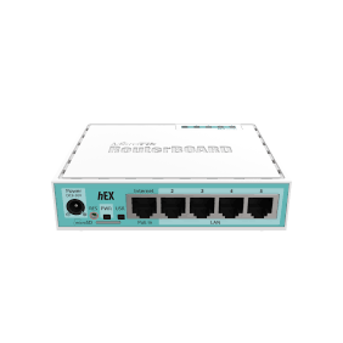 RouterBoard (hEX), 5 Puertos Gigabit Ethernet, 1 Puerto USB y versión 3. Mikrotik.
