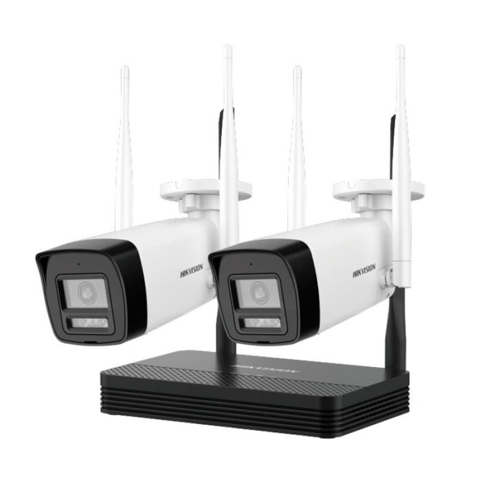 Kit IP Inalámbrico 2 Megapixel (1080p), NVS 4 Canales, 2 Cámaras Bala para Exterior con Lente 2.8 mm y Dual Light (30 mts IR + 20 mts Luz Blanca), Audio Bi