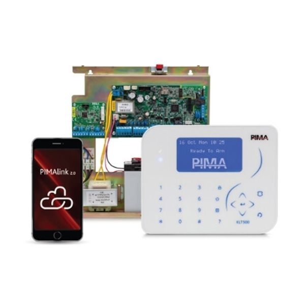 PANEL DE ALARMA PIMA FORCE16 8Z EXP TO 16 CON TECLADO KLR500 Y COMUNICADOR