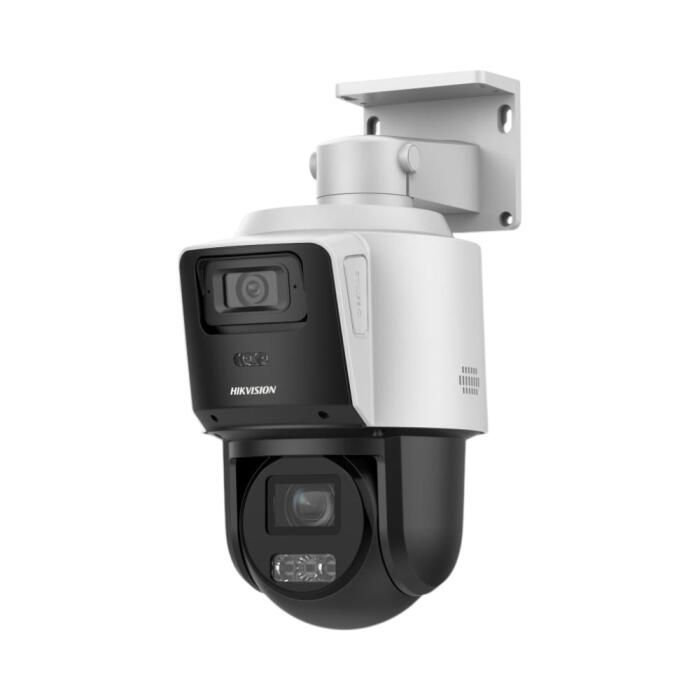 PTZ, FLEX VU IP TandemVu 4 MP con Cámara Panorámica 4 MP, 4X Zoom, Dual Light (40 mts IR + 30 mts Luz Blanca), ACUSENSE, IP66, PoE+, DARKFIGHTER, Micro SD.