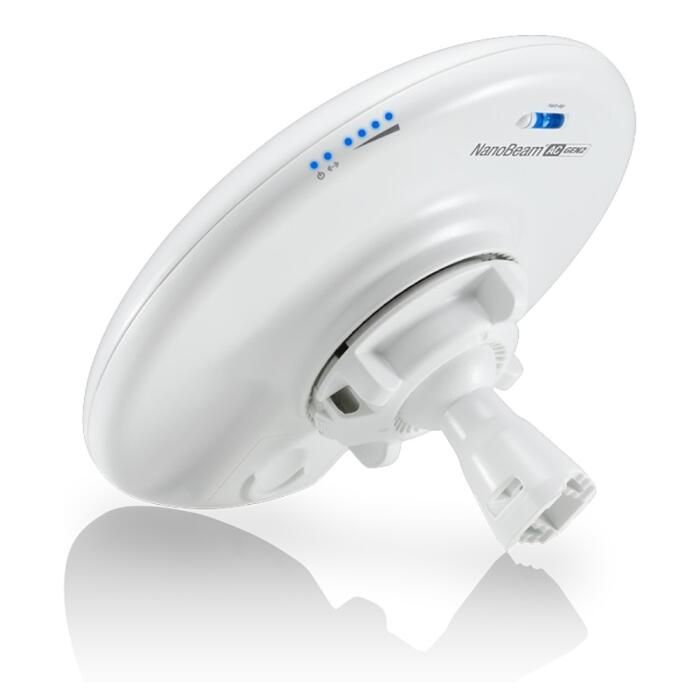 NanoBeam airMAX AC GEN2 CPE hasta 450 Mbps, 5 GHz ( 5150 - 5875 MHz) con antena integrada de 19 dBi. Ubiquiti.