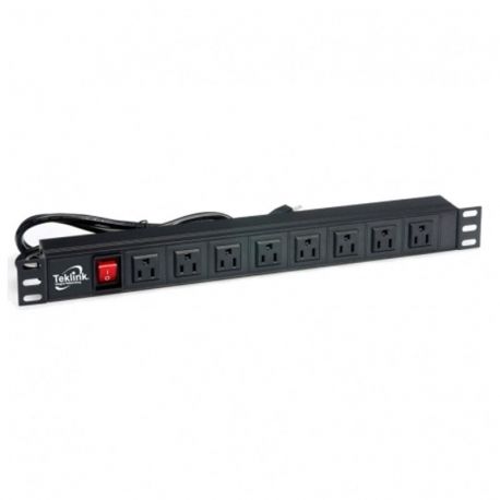 REGLETA PARA RACK 19″ ANCHO 8 TOMAS 15AMP 110 VOLTIOS 3 LUCES INDICATIVAS DE PROTECCIÓN TEKLINK