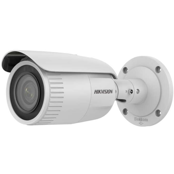 Cámara IP bullet Hikvision, óptica varifocal 2.8-12mm, zoom motorizado, resolución 2M, compresión H.265+, LEDs EXIR alcance 30m, DWDR, alimentación 12V/PoE