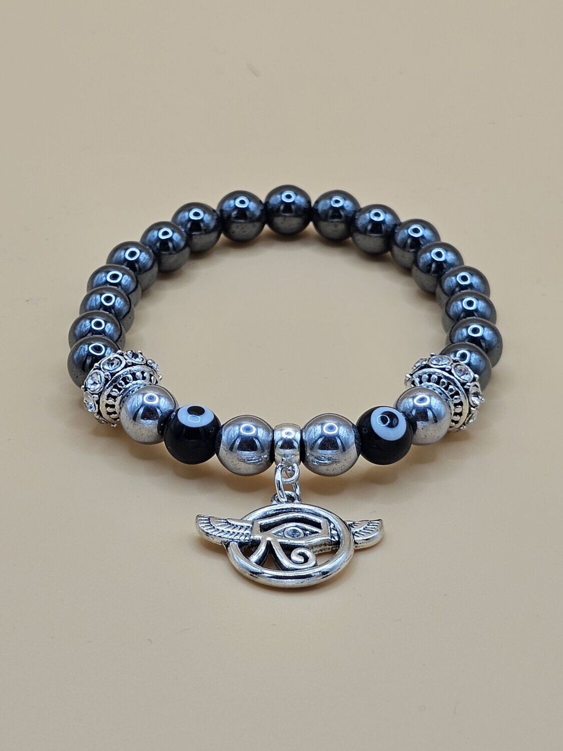 Hematite Evil Eye Bracelet