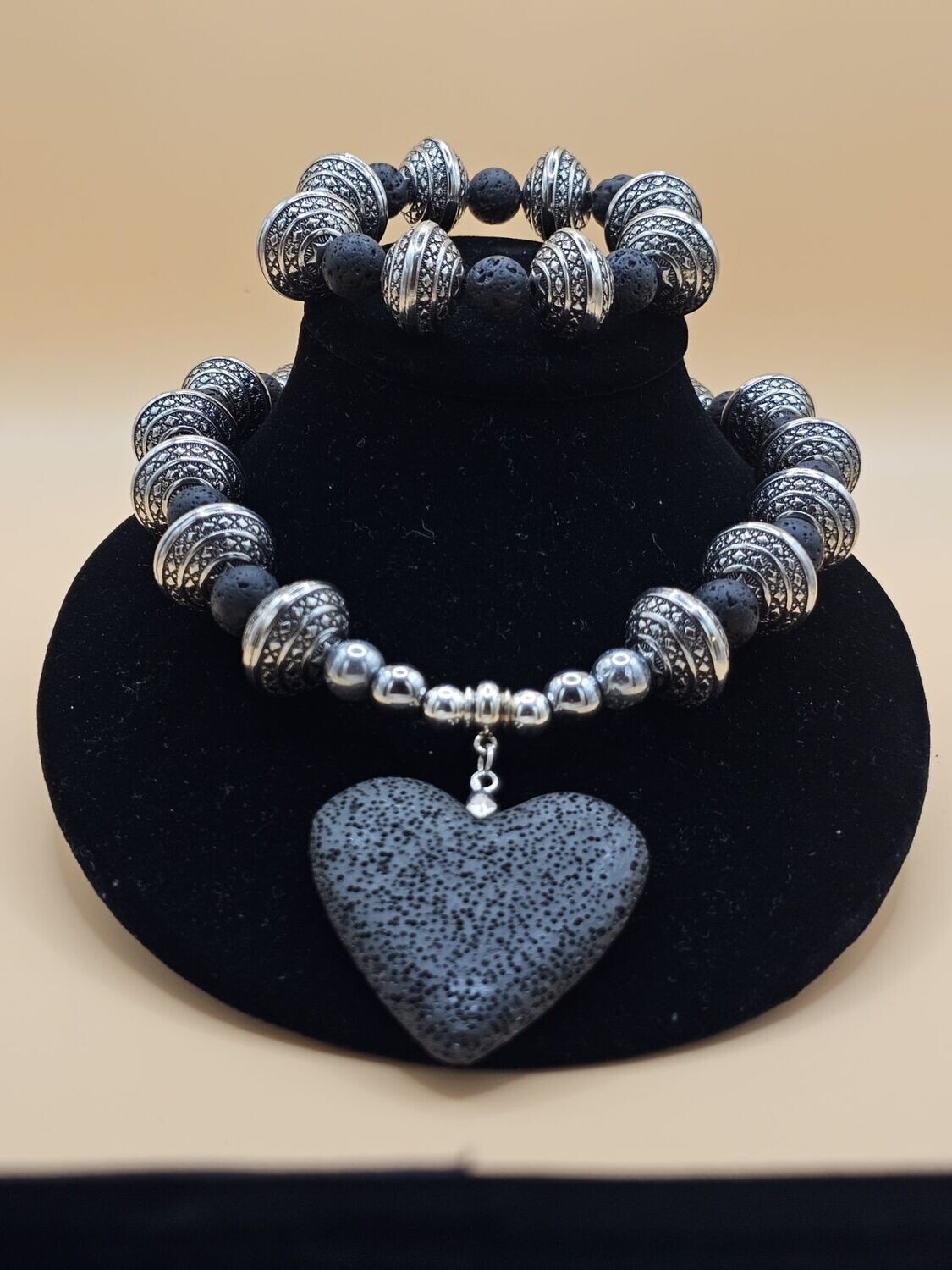 Queen of Hearts Lava Necklace (Bracelet available $30.00)