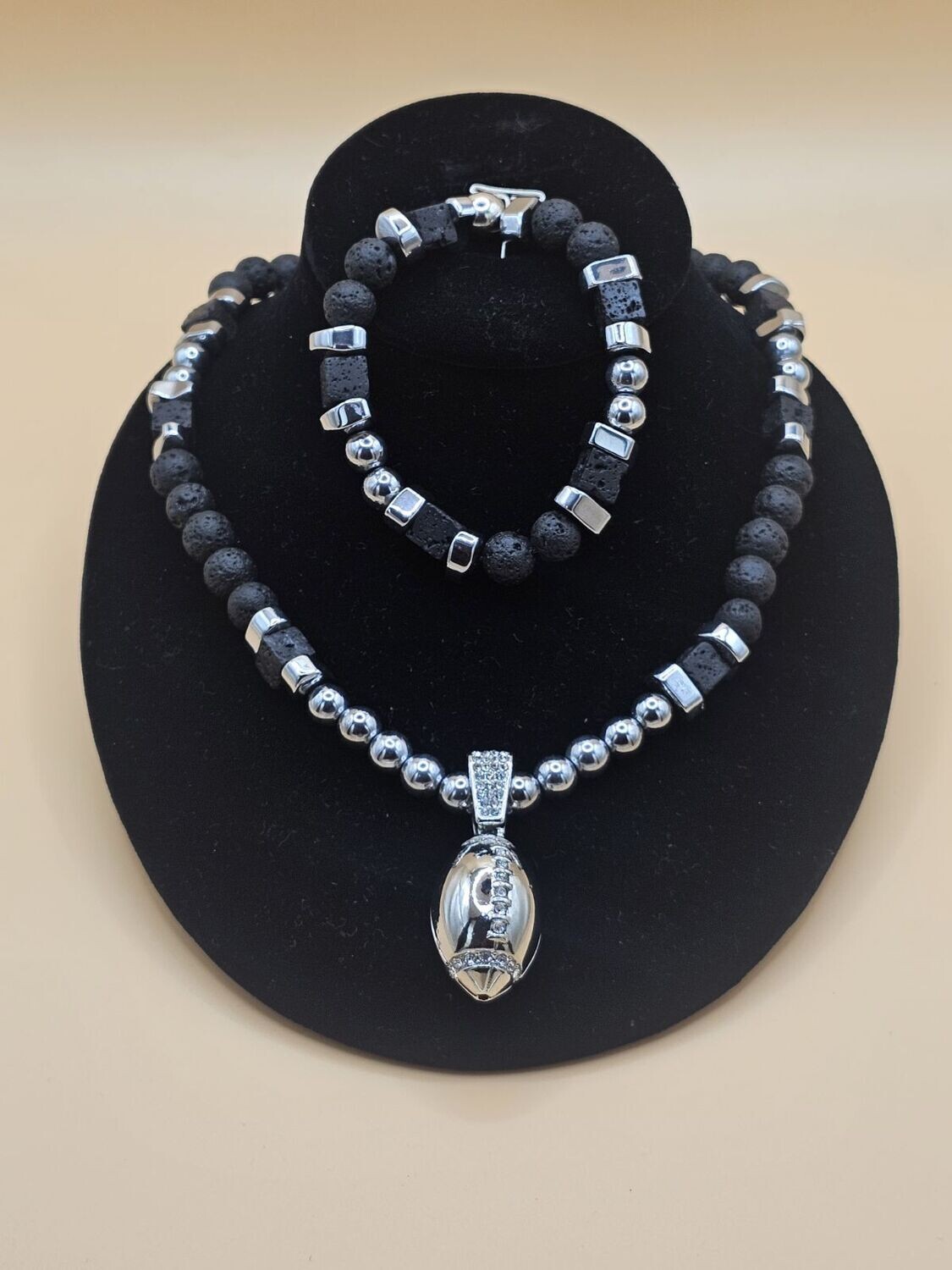 Lava Stone Football Super Set (Bracelet available for $25)