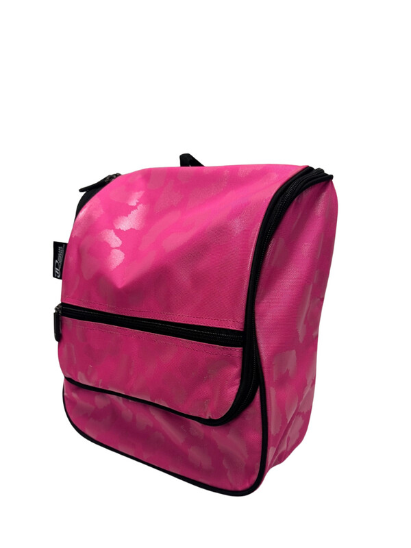 HANGING COSMETIC CASE - MONOCHROME LEOPARD - PINK