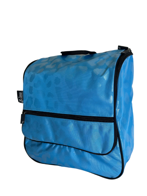 HANGING COSMETIC CASE - MONOCHROME LEOPARD - BLUE