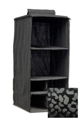 6 POCKET HANGING ACCESSORY CADDY - MONOCHROME LEOPARD - BLACK