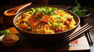 Fried Rice Served with Hot Syrup