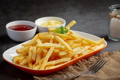 Crispy French Fries with ketchup mayonnaise