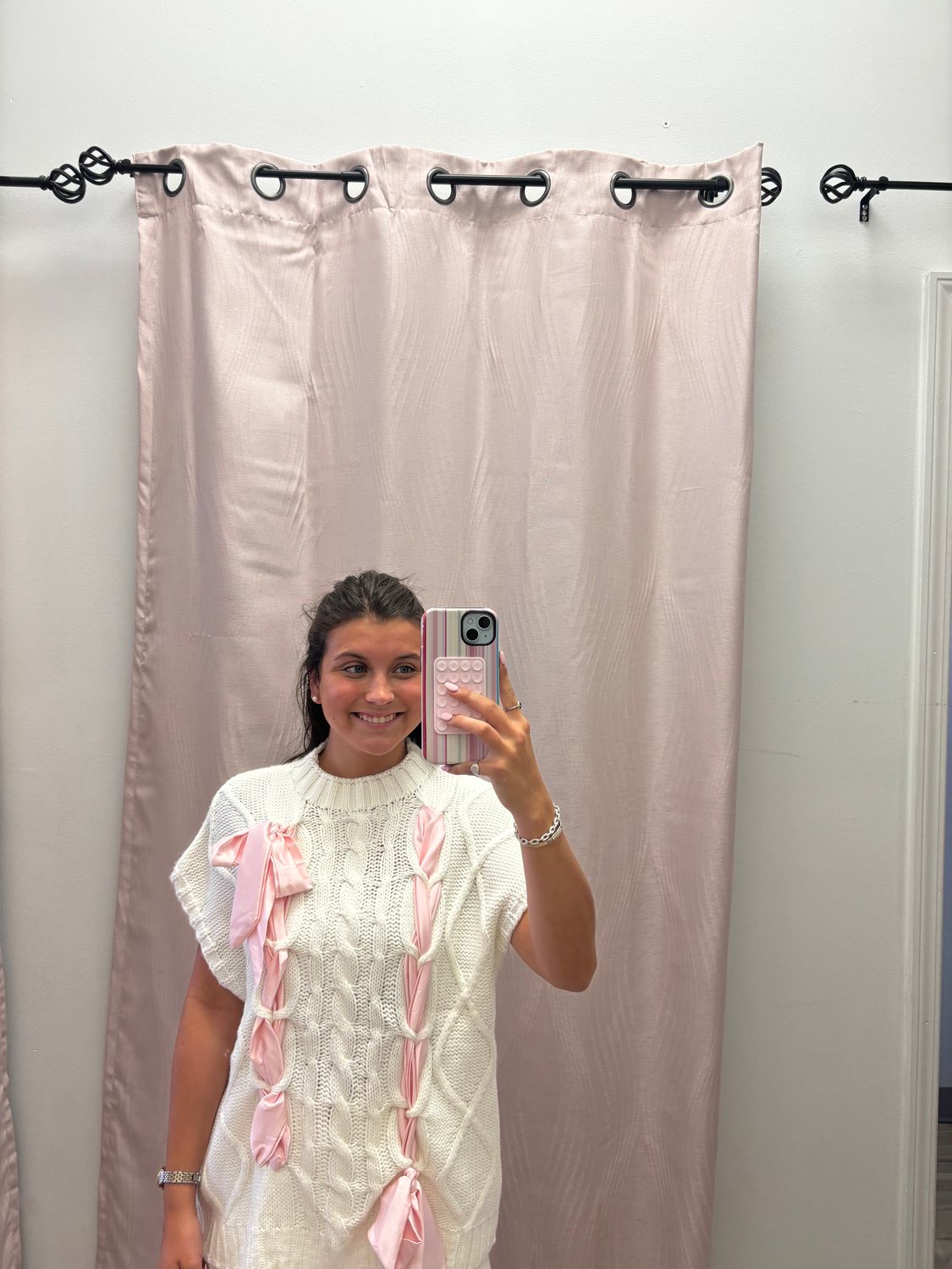 White N Pink Sweater w/bow
