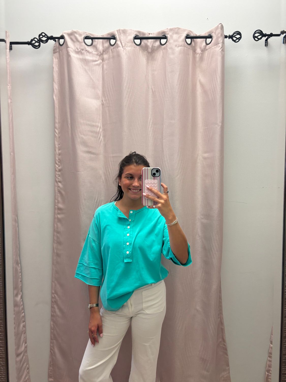Aqua Henley Top