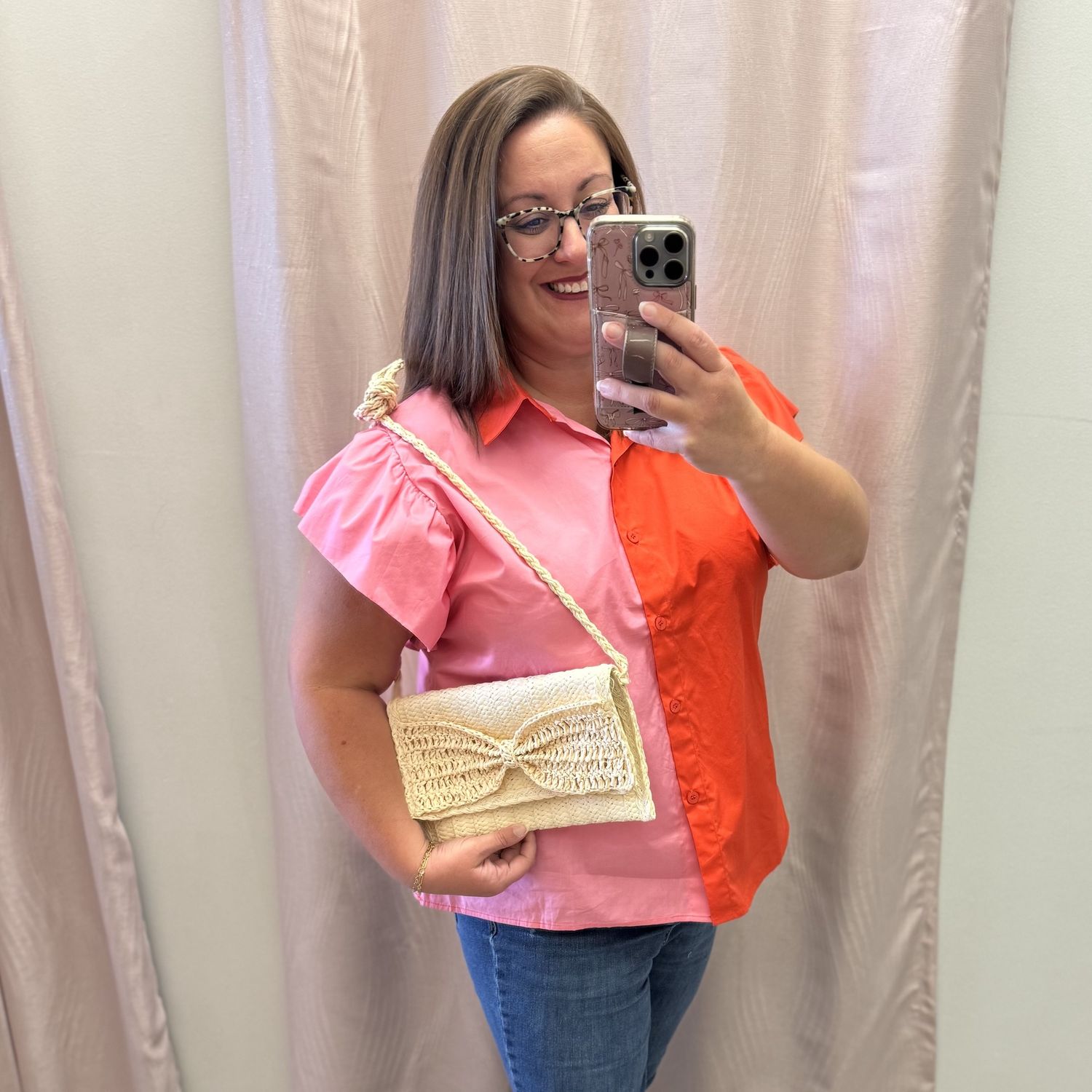 Faux Ribbon Flap Clutch