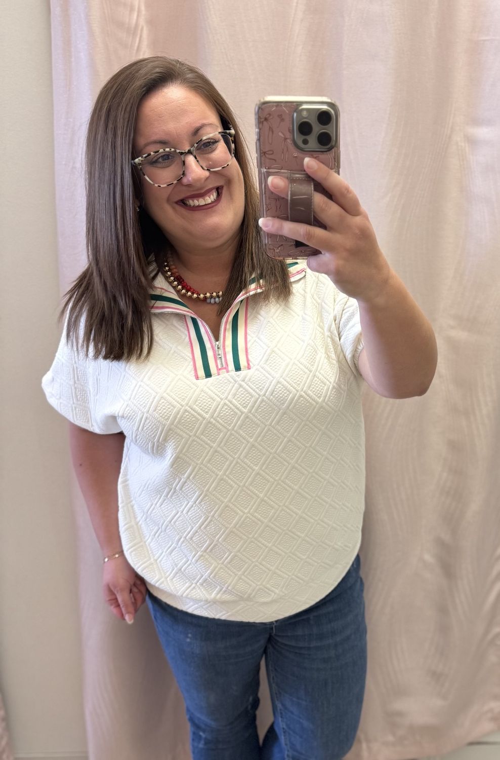 Textured White Blouse