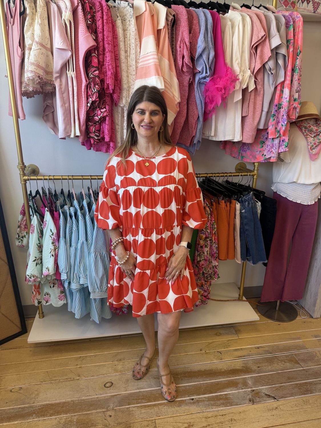 Tomato Polka Dot Dress