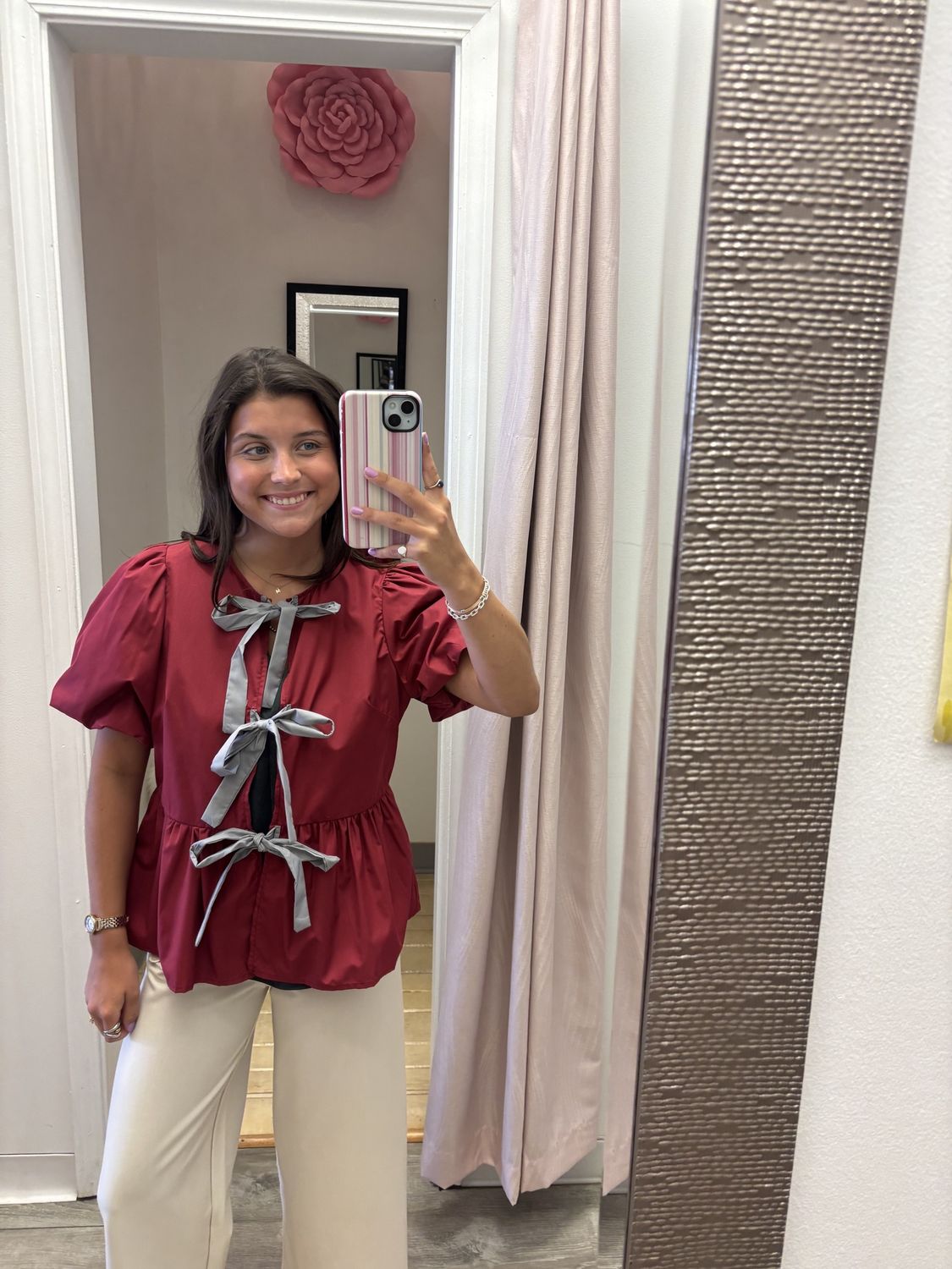 Crimson Peplum Blouse