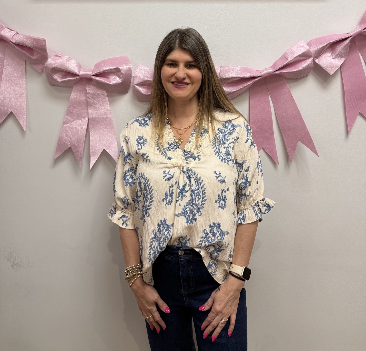 Blue Paisley Printed Blouse
