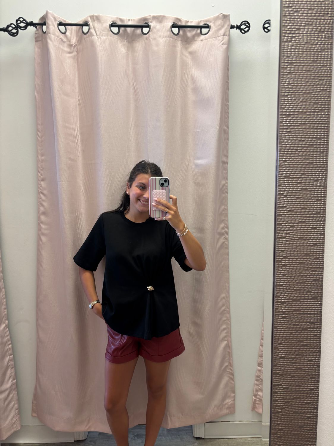 Cherry Leather Shorts