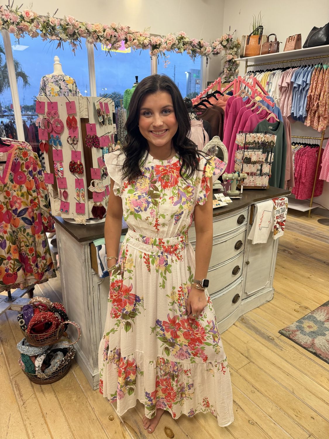 Bold Floral Midi Dress