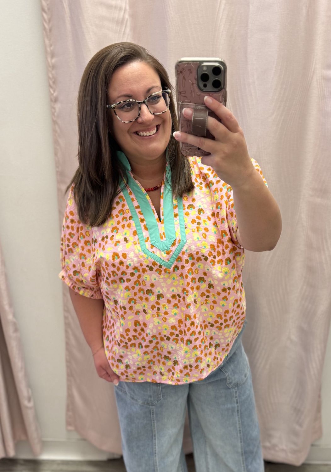 Blush Leopard Blouse