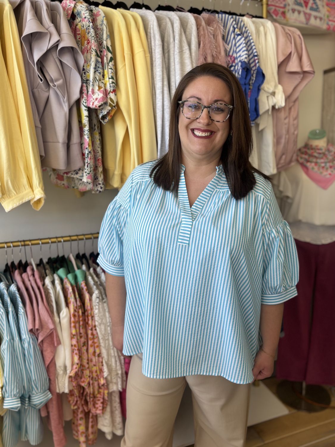 Striped Banded Neck Top