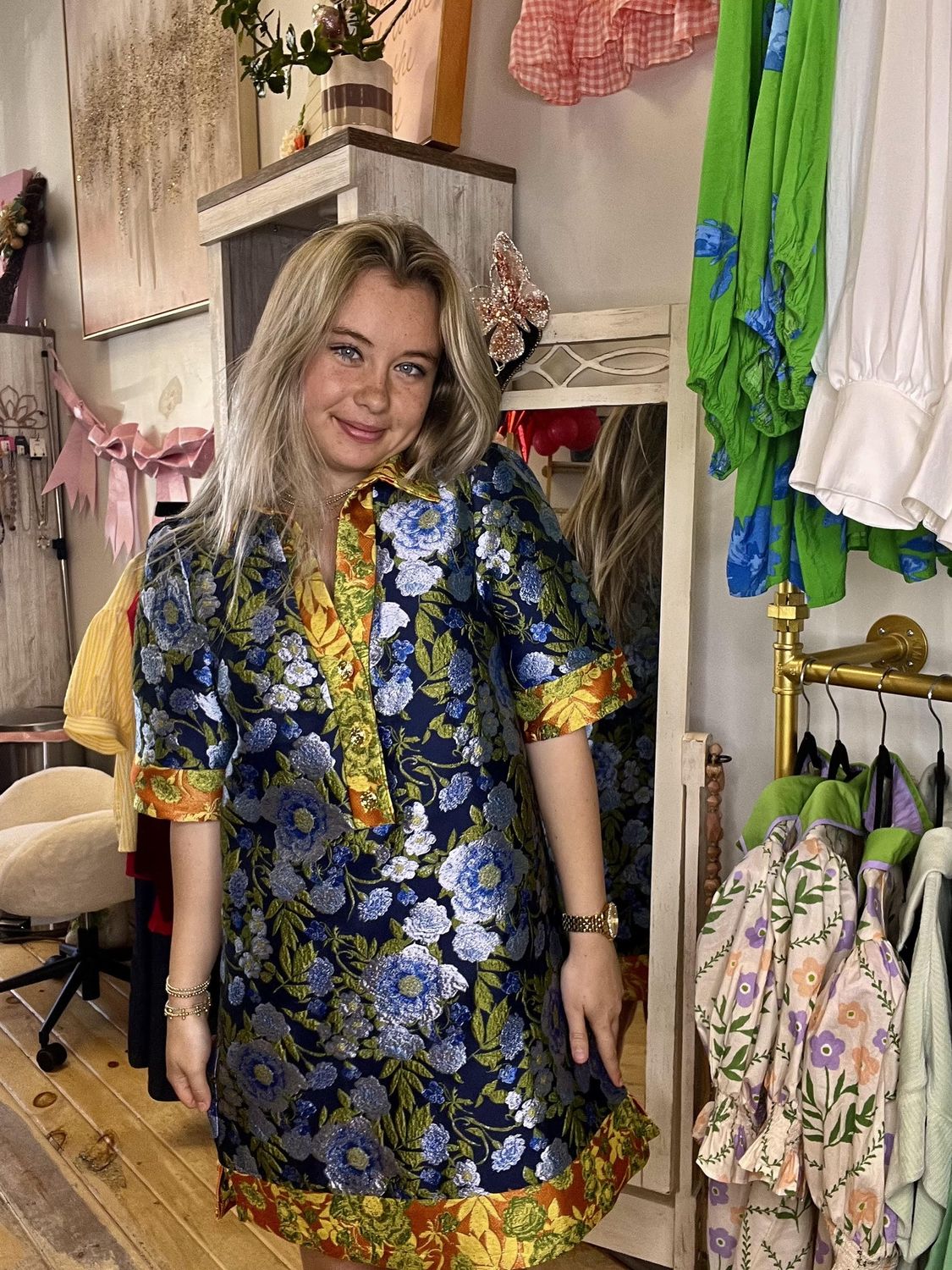 Collared Jacquard Dress