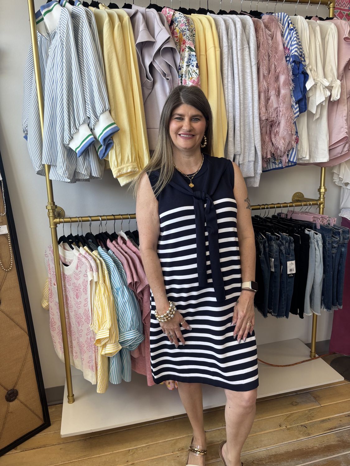 Navy Tie Stripe Dress