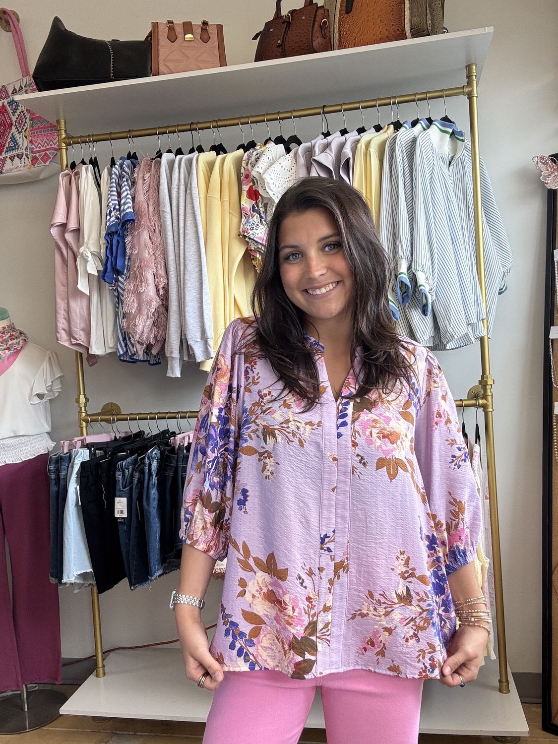 Sheer Floral Printed Blouse