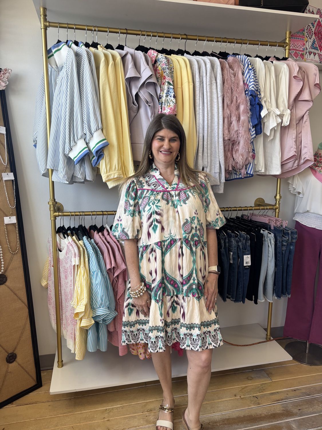 Boho Tiered Dress with ruffle collar and puff sleeves