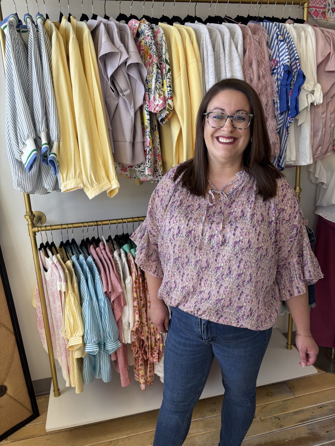 Floral Elastic Hem Top