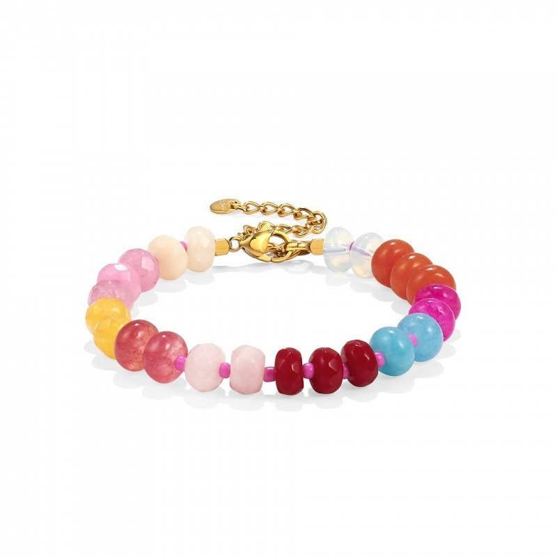 BOHO RESIN BEADED BRACELET | 40B5247, Color: burgundy