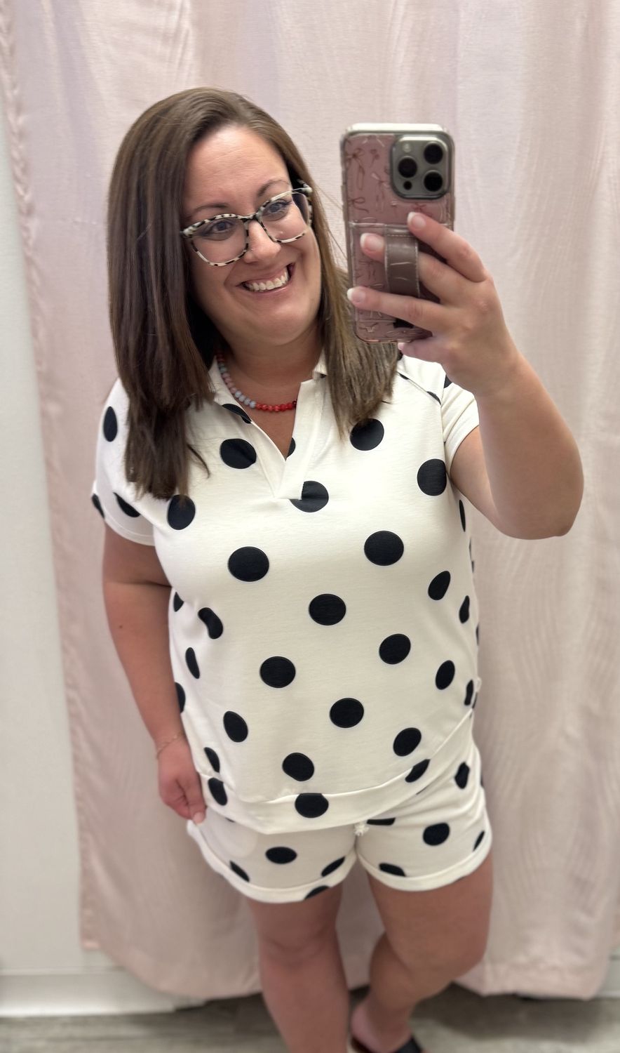 Cream Polka Dot Short Set