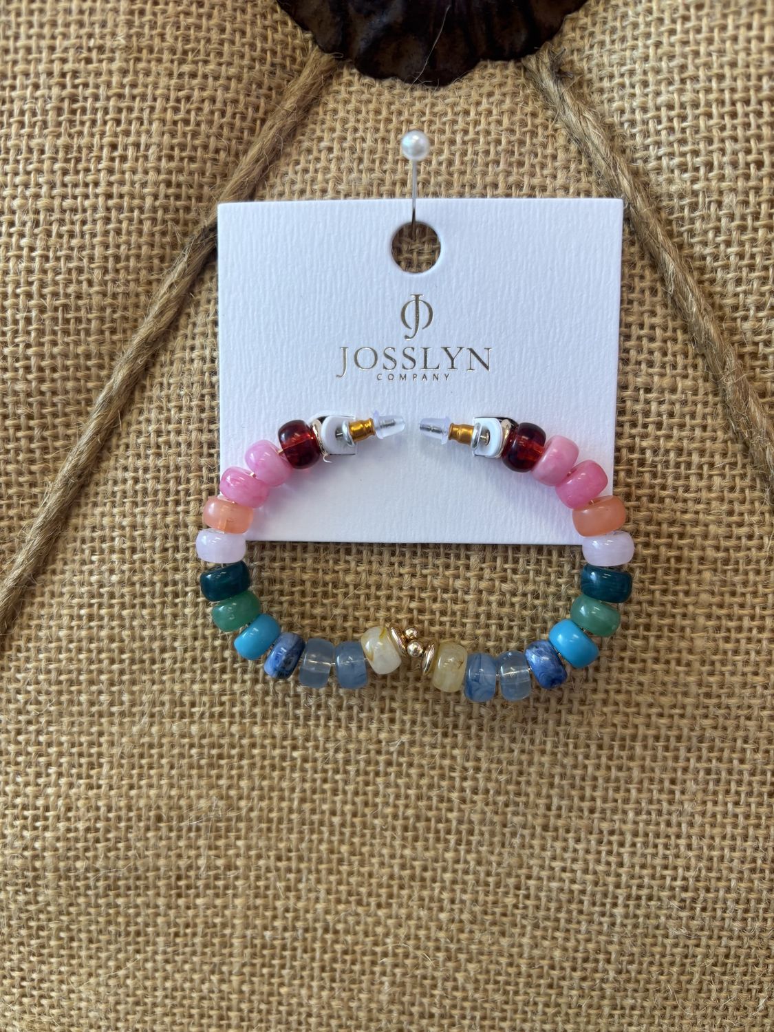 Rainbow Beaded Hoop Earring