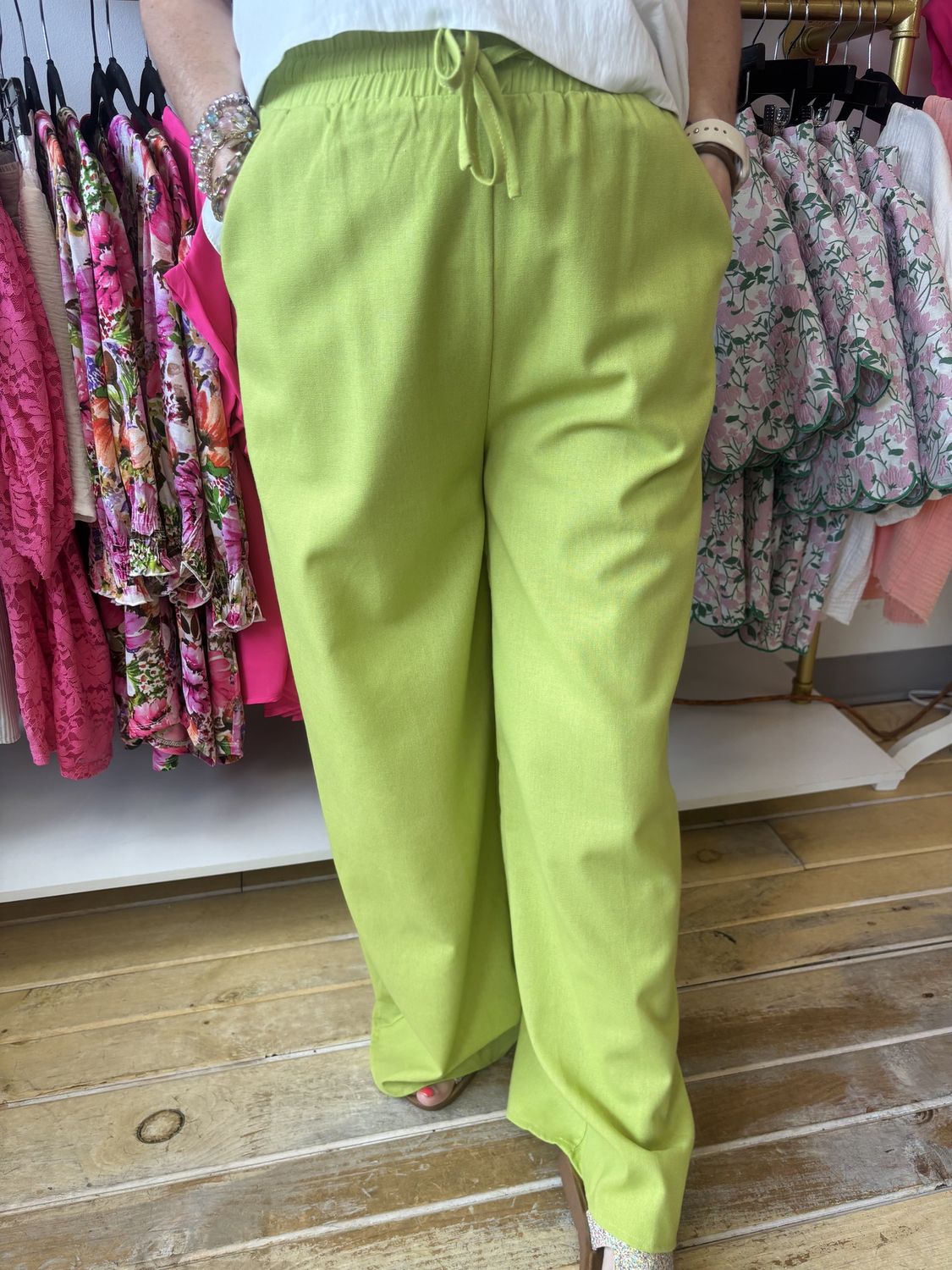 Lime Linen Pants