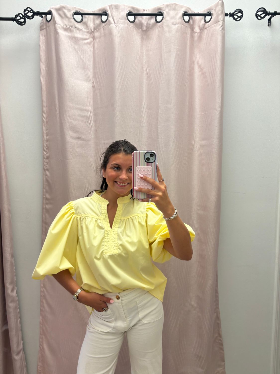 Light Yellow Puff Blouse