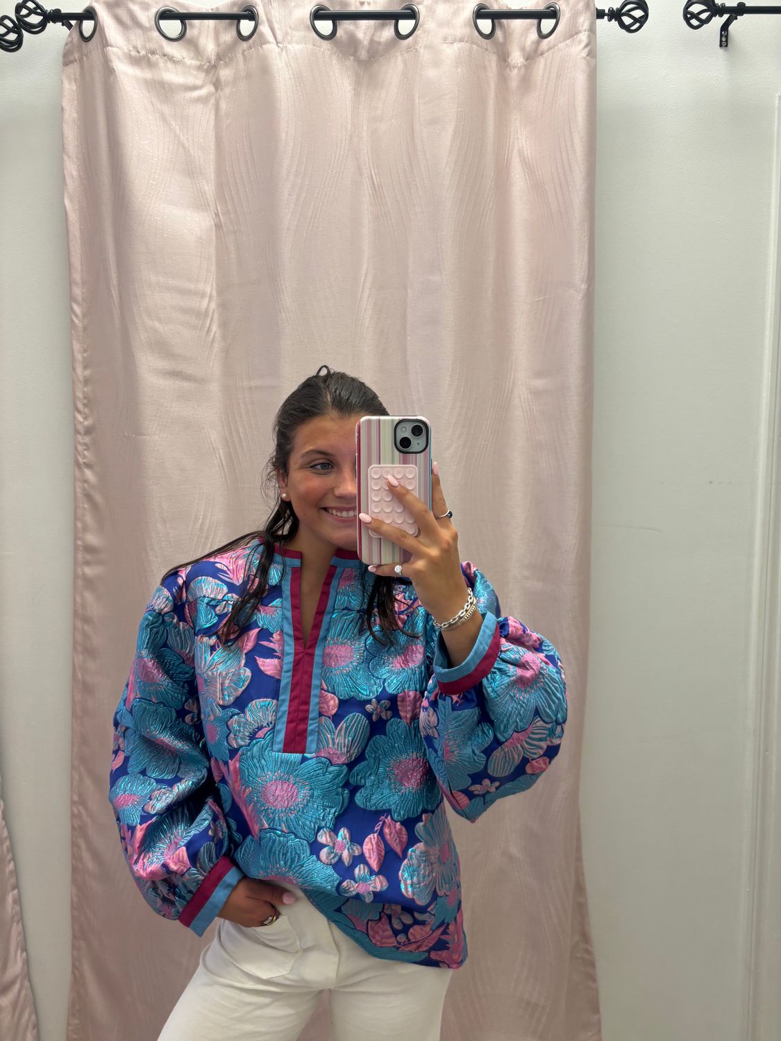 Pink Jaquard Blouse