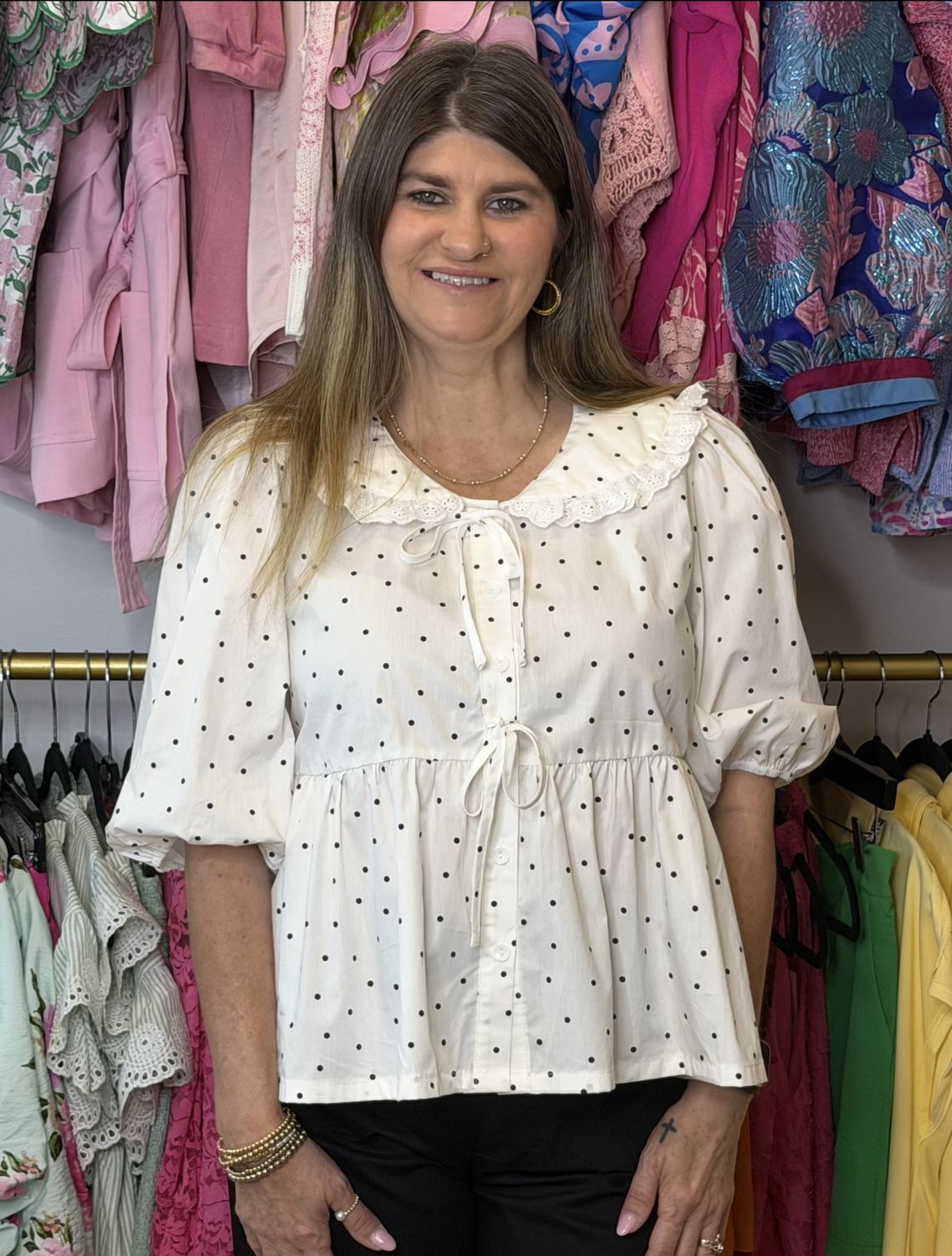Polka  Dot Peplum Top