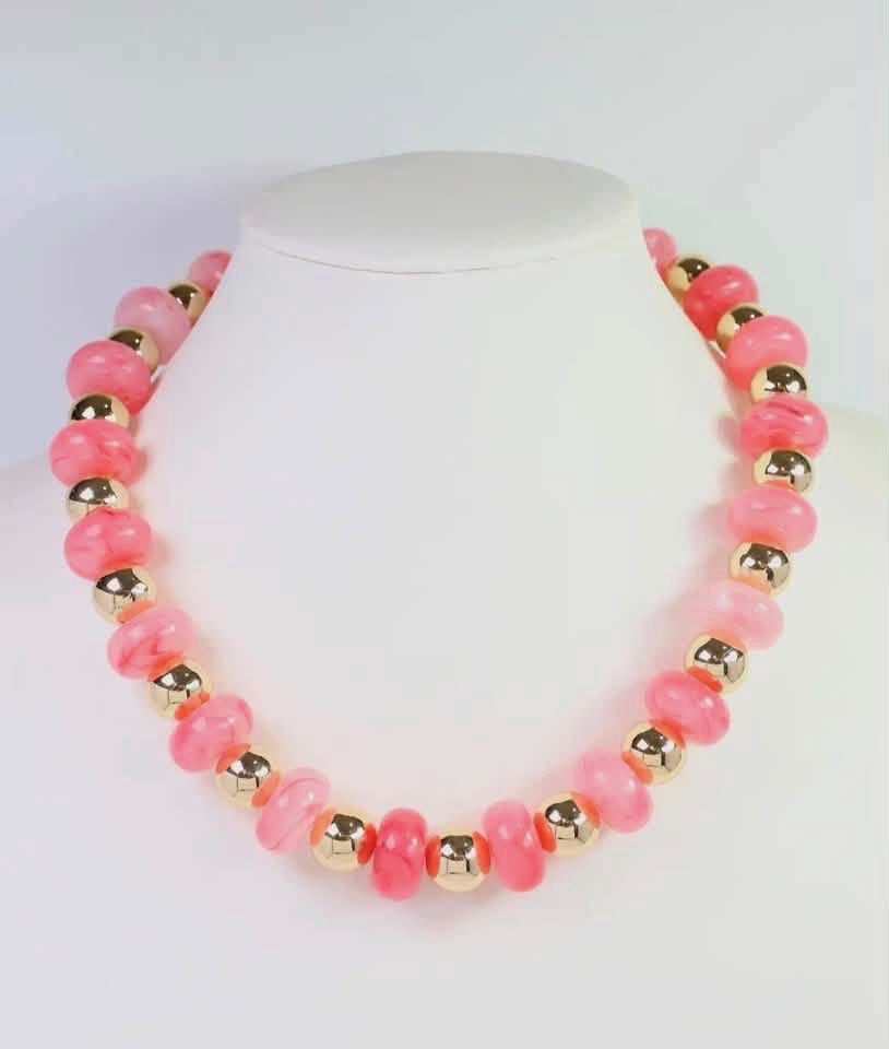 Pink &amp; Gold Chunky Necklace